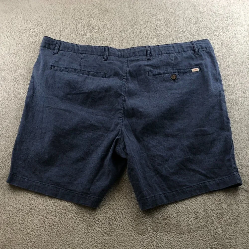 Faherty Mens Shorts Size 40 Chino Casual Linen Blend Relaxed Drawcord Blue
